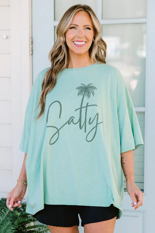 Save Like Never Before!Salty Babe Boyfriend Tee, Light Green