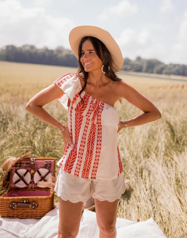 Limited Edition, Limited Price!Top Brigie - à motifs rouge et beige