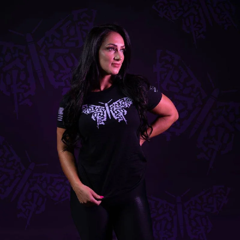 Stock Up and Save!Women's 2A Butterfly Slim Fit T-Shirt - Black