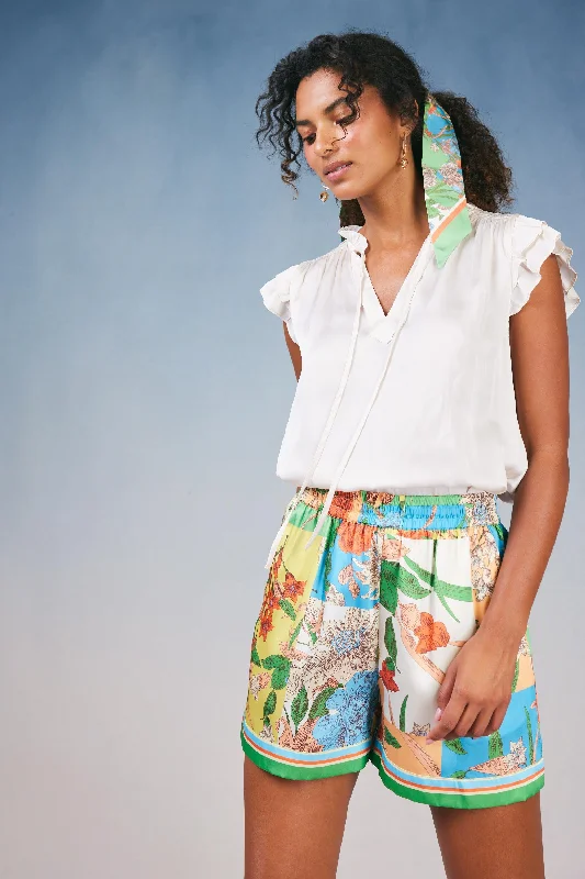 Save More When You Shop More!Border Print Floral Block Shorts