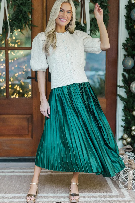 Get More, Spend Less – Shop Now!Living In Color Hunter Green Pleated Midi Skirt