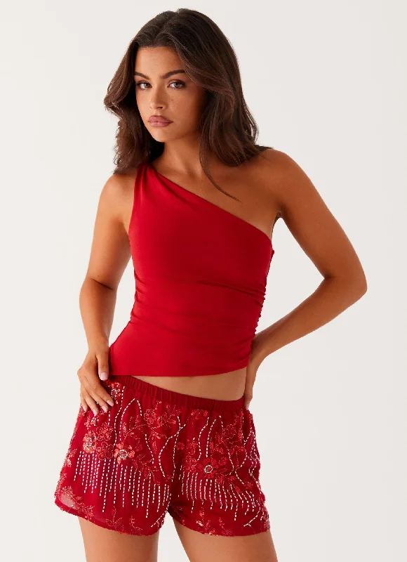 Flash Sale – Act Fast!Mercer Sequin Mini Shorts - Red