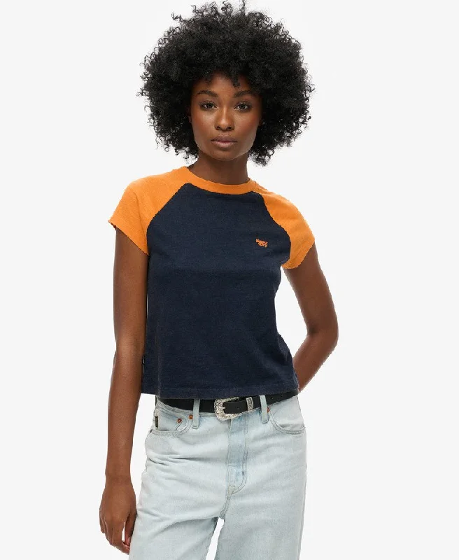 Savings You Can’t Ignore!Organic Cotton Essential Logo Raglan T-Shirt | Track Gold/Rich Navy Savings You Can’t Ignore!Organic Cotton Essential Logo Raglan T-Shirt | Track Gold/Rich Navy