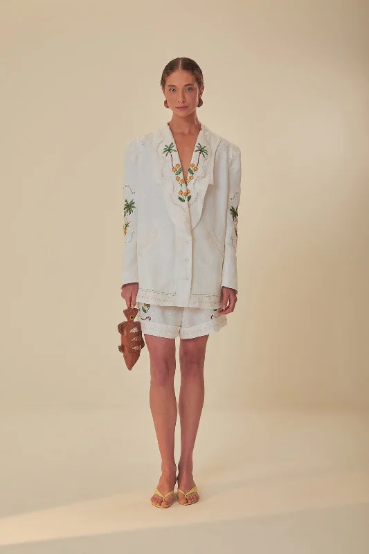Your Shopping Wish, Our Discount Command!Off-White Coconut Tree Embroidered Richelieu Shorts