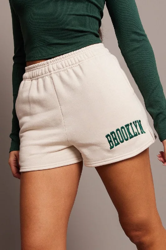 Snag the Best Prices Now!Beige Track Shorts High Rise Elastic Waist