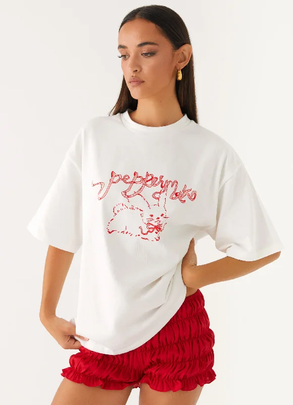 Unlock Huge Savings Now!Born To Have Fun Oversized Graphic Tee - Pink Bunny