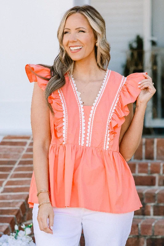 Save Up to 50% Off!Back In Bloom Top, Coral