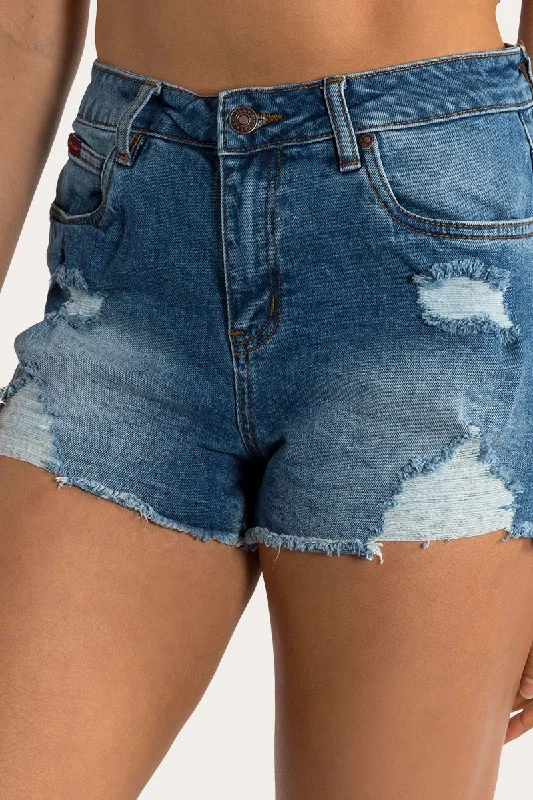 Unmissable Offers Await!Jessie Womens Mid Rise Ripped Denim Short - True Blue