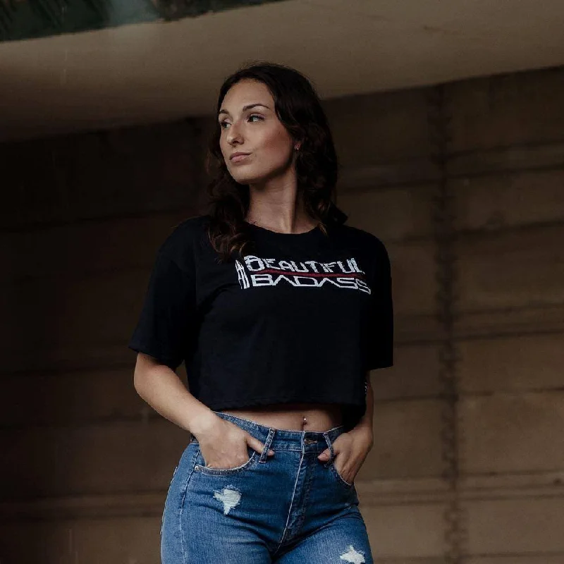 Best Deals Just for You!Women's Beautiful Badass Cropped T-Shirt - Black