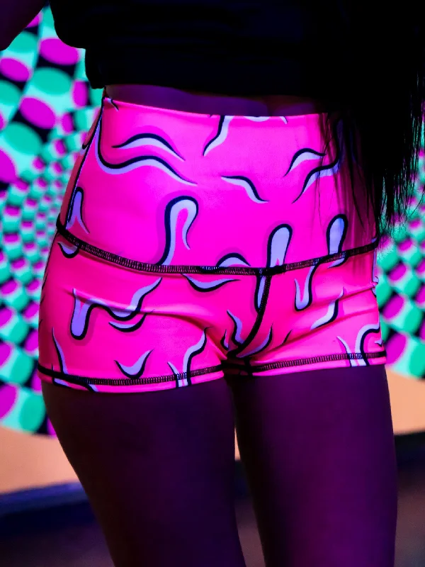 Huge Price Cuts Await!Neon Drippy (Pink) Yoga Shorts