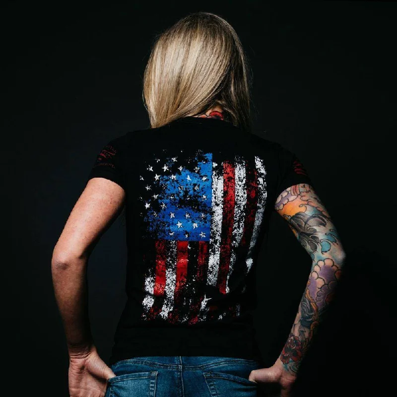 Huge Price Cuts Await!Women's Freedom Flag T-Shirt - Black