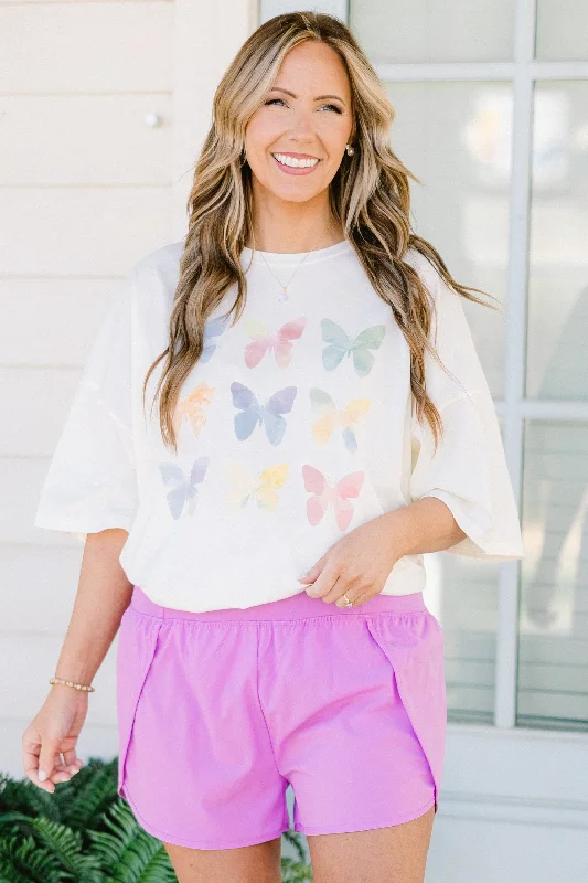 Time to Save Big!You Give Me Butterflies Boyfriend Tee, Ivory