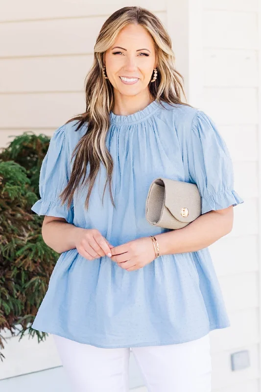 Special Discounts Inside!Try For Love Top, Blue