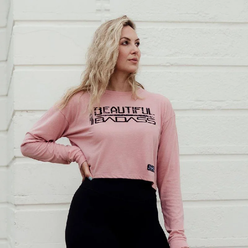 Limited Deals, Unlimited Savings!Women's Beautiful Badass Long Sleeve Cropped T-Shirt - Desert Pink Limited Deals, Unlimited Savings!Women's Beautiful Badass Long Sleeve Cropped T-Shirt - Desert Pink