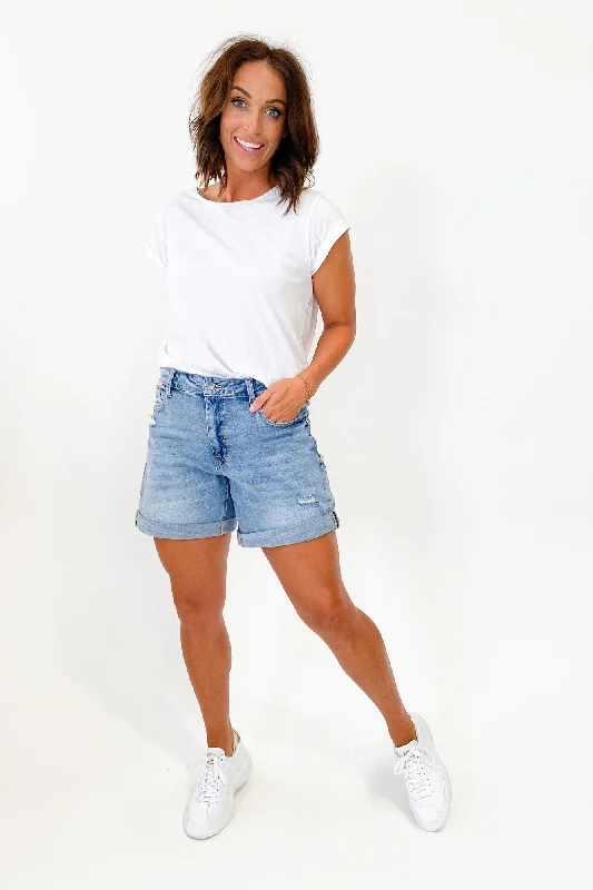 Get It Before It’s Gone!Shine On Label Kylo Distressed Denim Short Blue