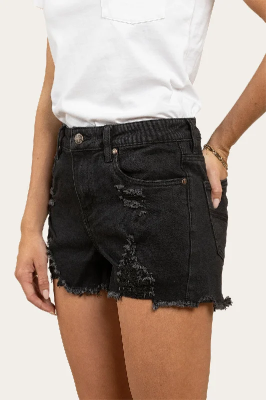 Your Dream Deal is Here!Jessie Womens Mid Rise Ripped Denim Short - Black