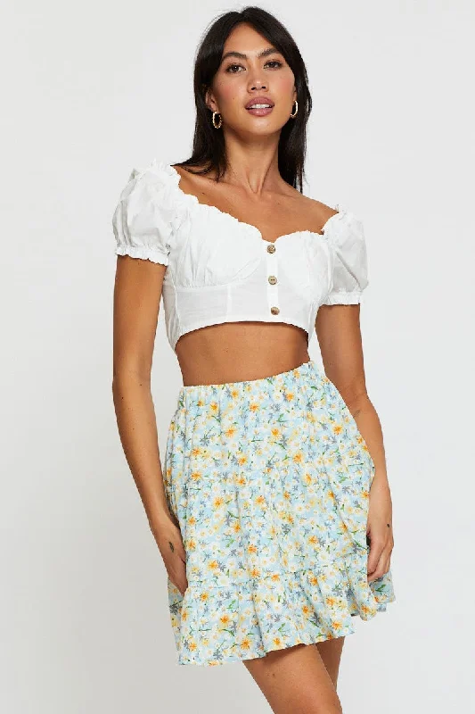 Get More for Less!Print Flare Skirt Mini High Rise