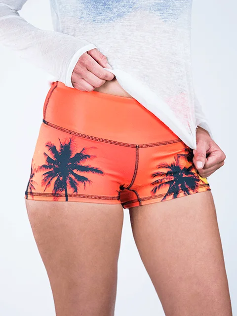 Unmissable Offers Await!Palm Tree Sunset Yoga Shorts