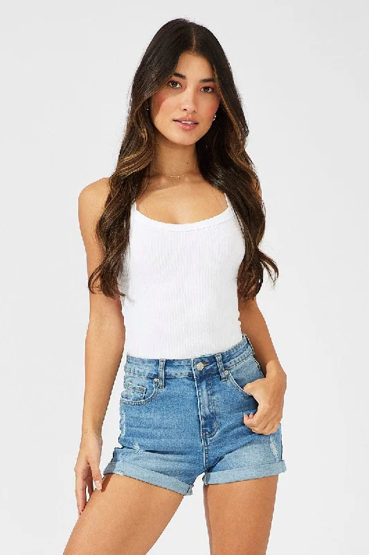 Seasonal Sale – Shop Now!Denim Stretch Denim Short Roll Up Hem