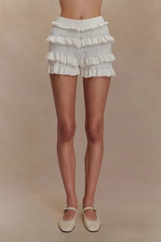 Hottest Discounts of the Year!Amy Pointelle Knit Frill Bloomers - Ivory
