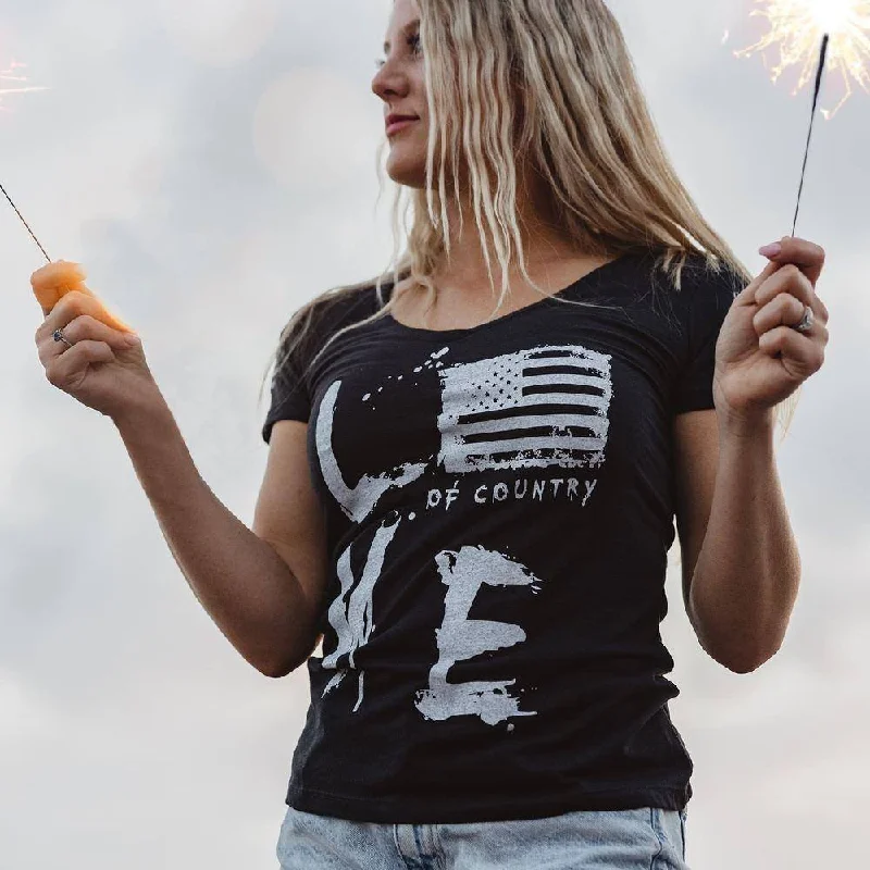 Best Offers of the Month!Women's Love of Country V-Neck - Black
