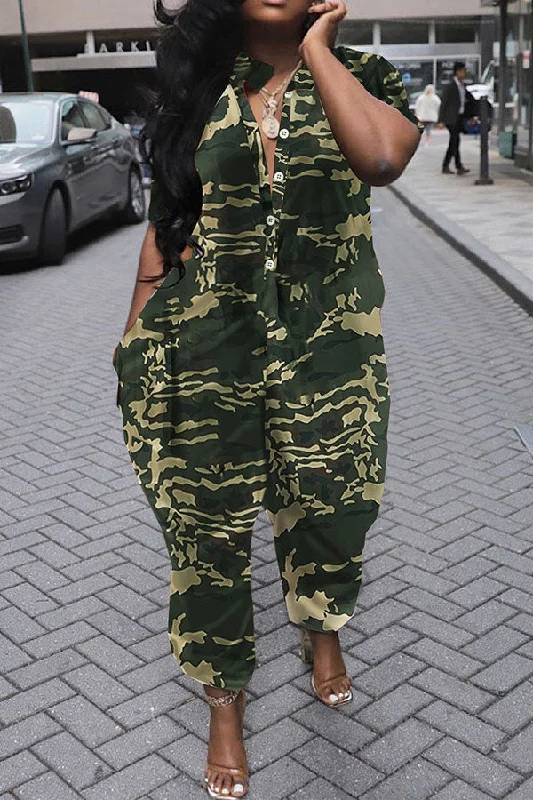 Camouflage Cozy Pocket Ankle Banded Jumpsuit