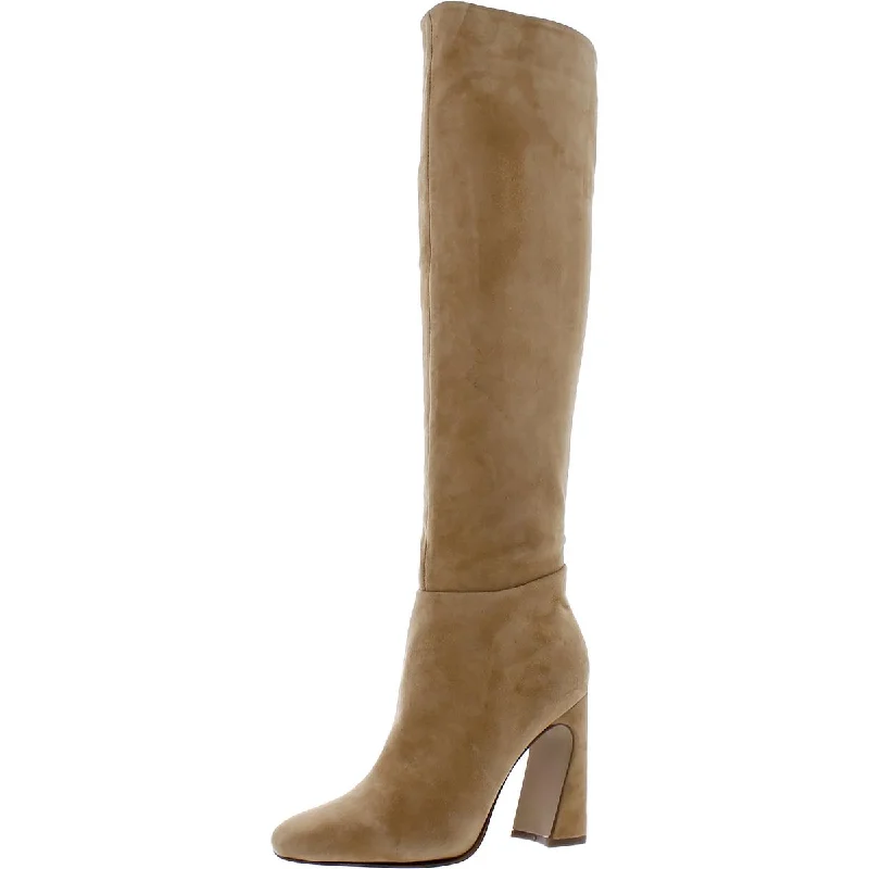 Carie  Womens Square Toe Leather Over-The-Knee Boots