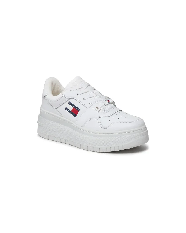 Tommy Hilfiger Jeans Printed Leather Sneakers with Rubber Sole