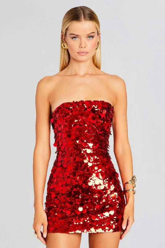 Emerson Strapless Sequin Mini Dress - Red