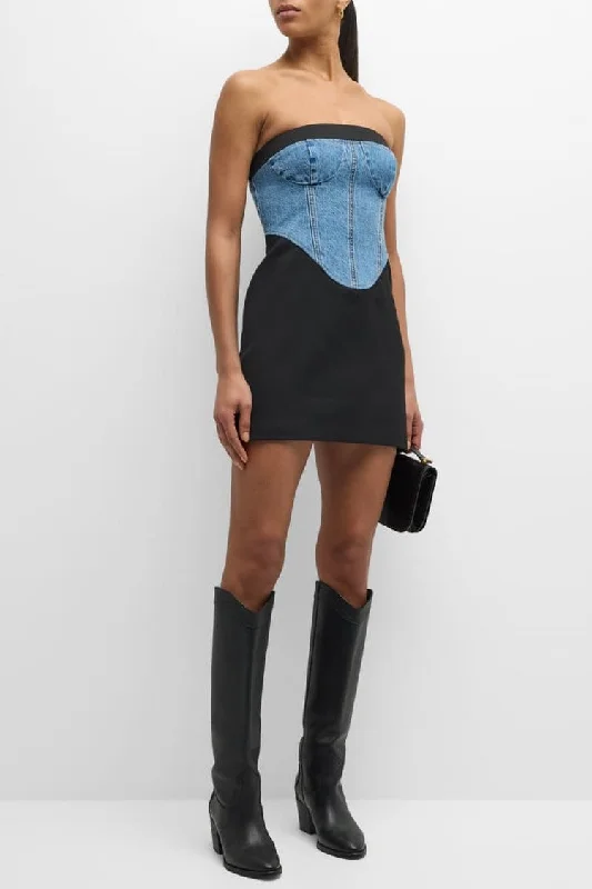 Jaelyn Patchwork Denim Mini Dress