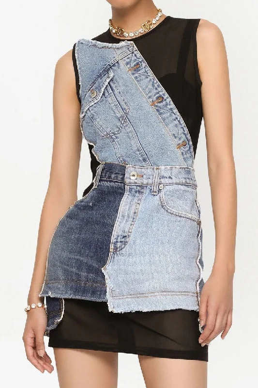 Rory Patchwork Denim Mini Dress