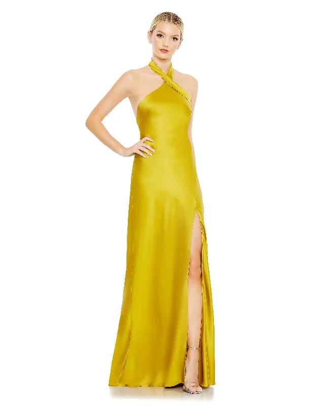 Huge Price Cuts Await!Asymmetrical Crisscross Halter Gown
