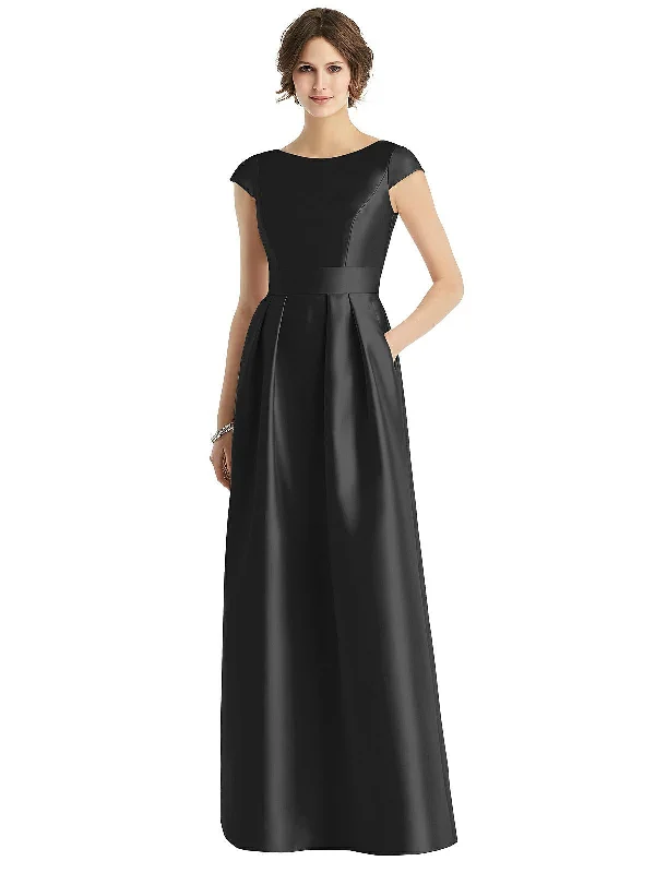 Save Money, Shop Happy!Cap Sleeve Pleated Skirt Dress with Pockets
