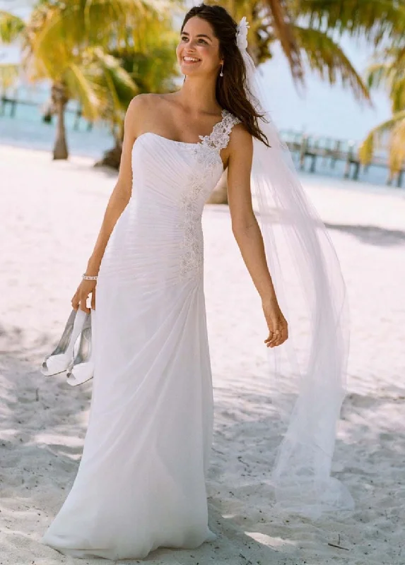 Best Offers of the Month!David's Bridal Chiffon Gown with Floral Appliques V3398