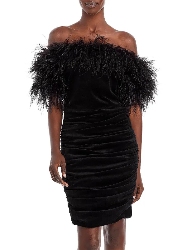 Buy More, Pay Less!Faari Womens Ruched Velvet Cocktail and Party Dress