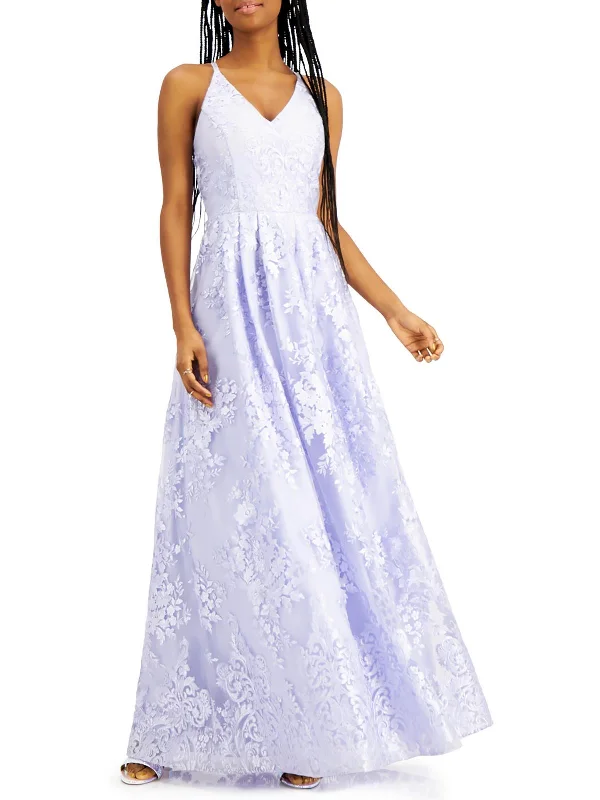 Lowest Prices Guaranteed!Juniors Womens Floral Embroidered Maxi Evening Dress