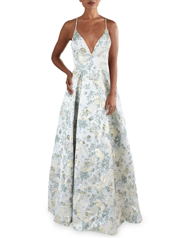 Great Deals, Just for You!Juniors Womens Jacquard Metallic Evening Dress