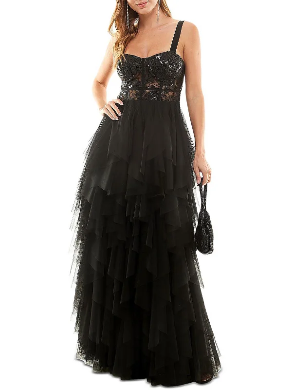 Buy One, Get One Free!Juniors Womens Mesh Embroidered Fit & Flare Dress