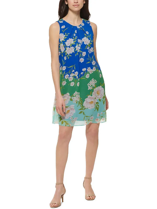 Enjoy Huge Discounts Now!Petites Womens Floral Mini Shift Dress