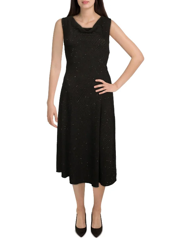 Unbeatable Prices!Petites Womens Glitter Midi Cocktail and Party Dress