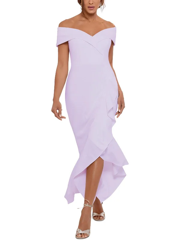 Don't Miss Out!Petites Womens Knit Off-The-Shoulder Evening Dress