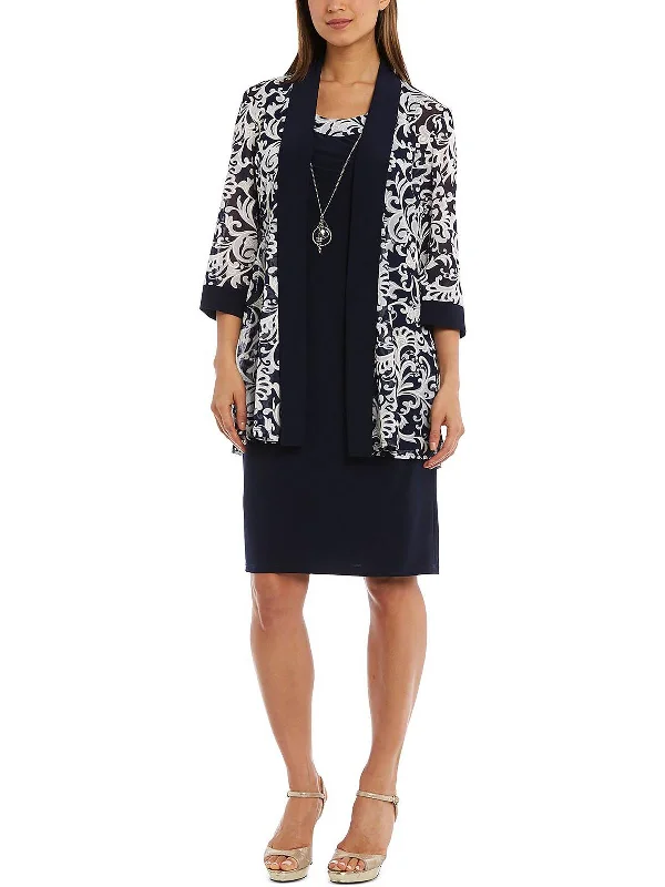 Save More Than Ever!Petites Womens Printed Knee Cocktail and Party Dress