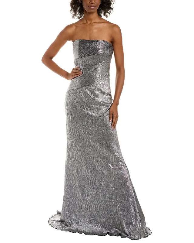 Massive Price Cuts!Rene Ruiz Strapless Metallic Knit Gown