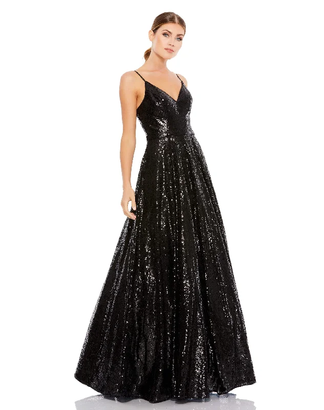 Unlock Huge Savings Now!Sequined Classic Sleeveless V Neck Ballgown