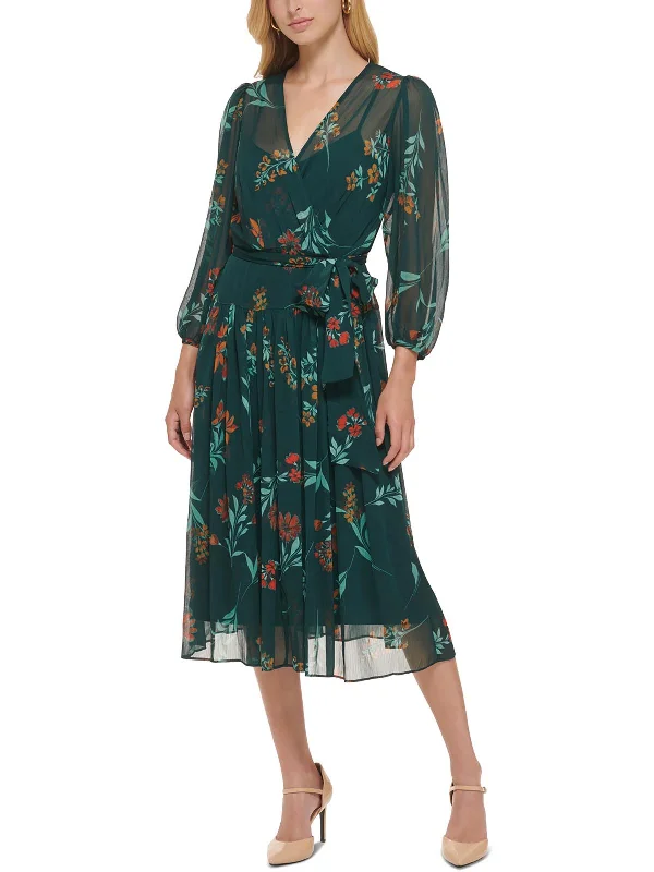 Your Wallet Will Thank You!Womens Chiffon Floral Wrap Dress