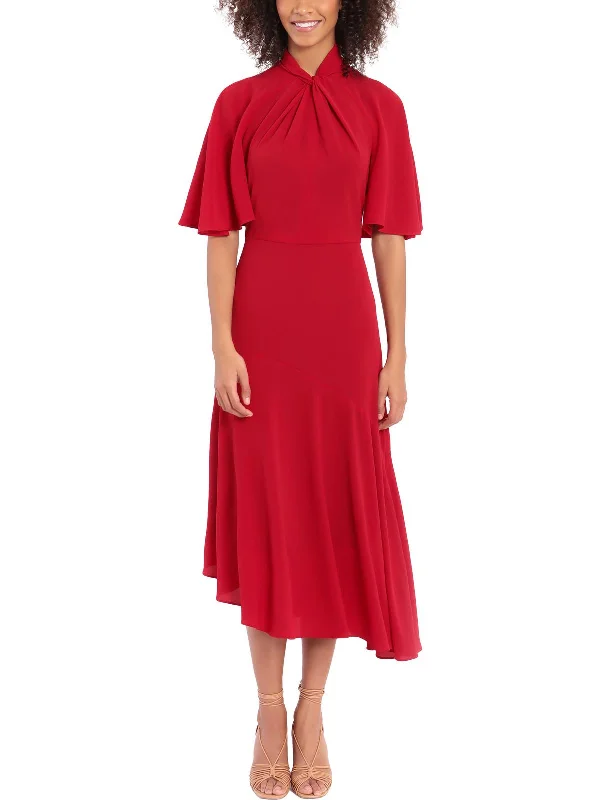Instant Savings Await!Womens Crepe Midi Cocktail and Party Dress