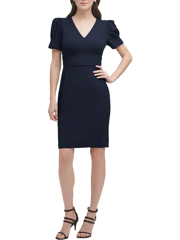Hottest Discounts of the Year!Womens Crepe Puff Sleeves Sheath Dress