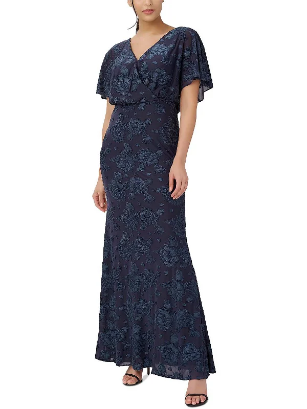 One Day Only – Huge Savings!Womens Embroidered Burnout Evening Dress