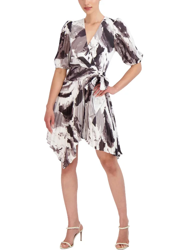 Shop Today, Save Tomorrow!Womens Faux Wrap Pleated Cocktail and Party Dress