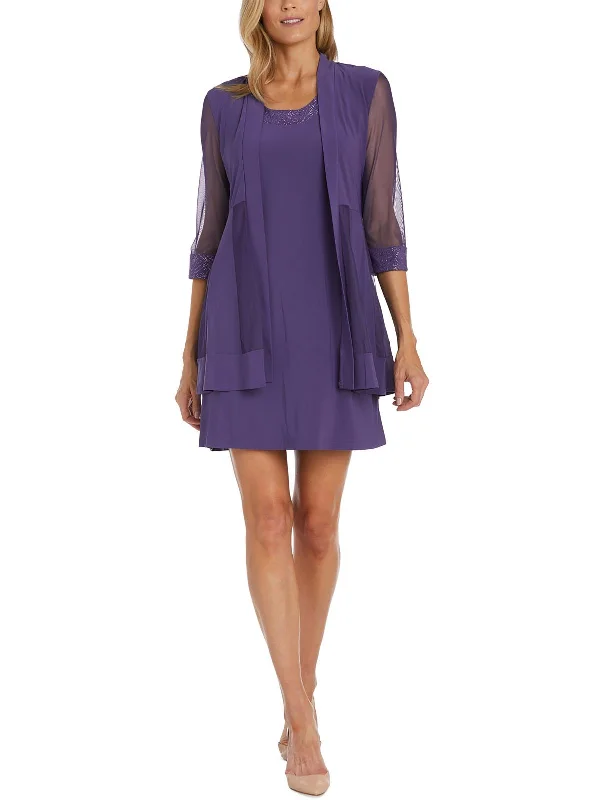 Limited Stock Available!Womens Glitter Knee-Length Two Piece Dress